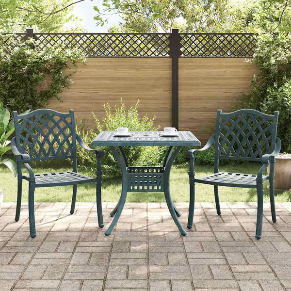 Ensemble de tables de jardin 3 pcs Vert Aluminium coulé