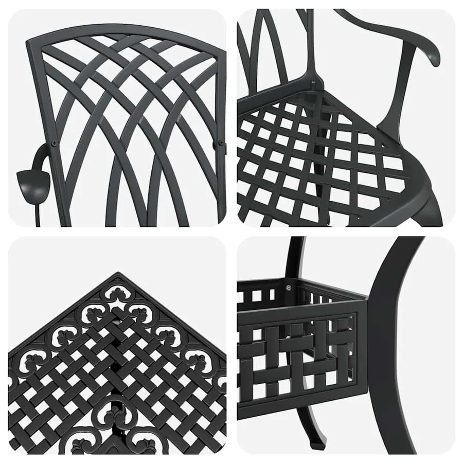 Ensemble de tables de jardin 5 pcs Noir Aluminium coulé - 11