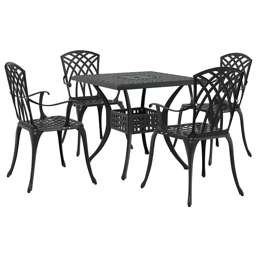 Ensemble de tables de jardin 5 pcs Noir Aluminium coulé - 2