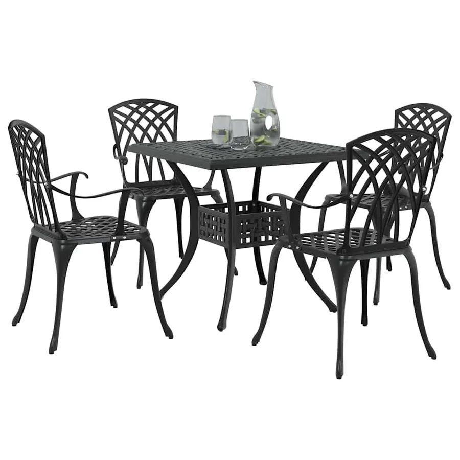Ensemble de tables de jardin 5 pcs Noir Aluminium coulé - 3