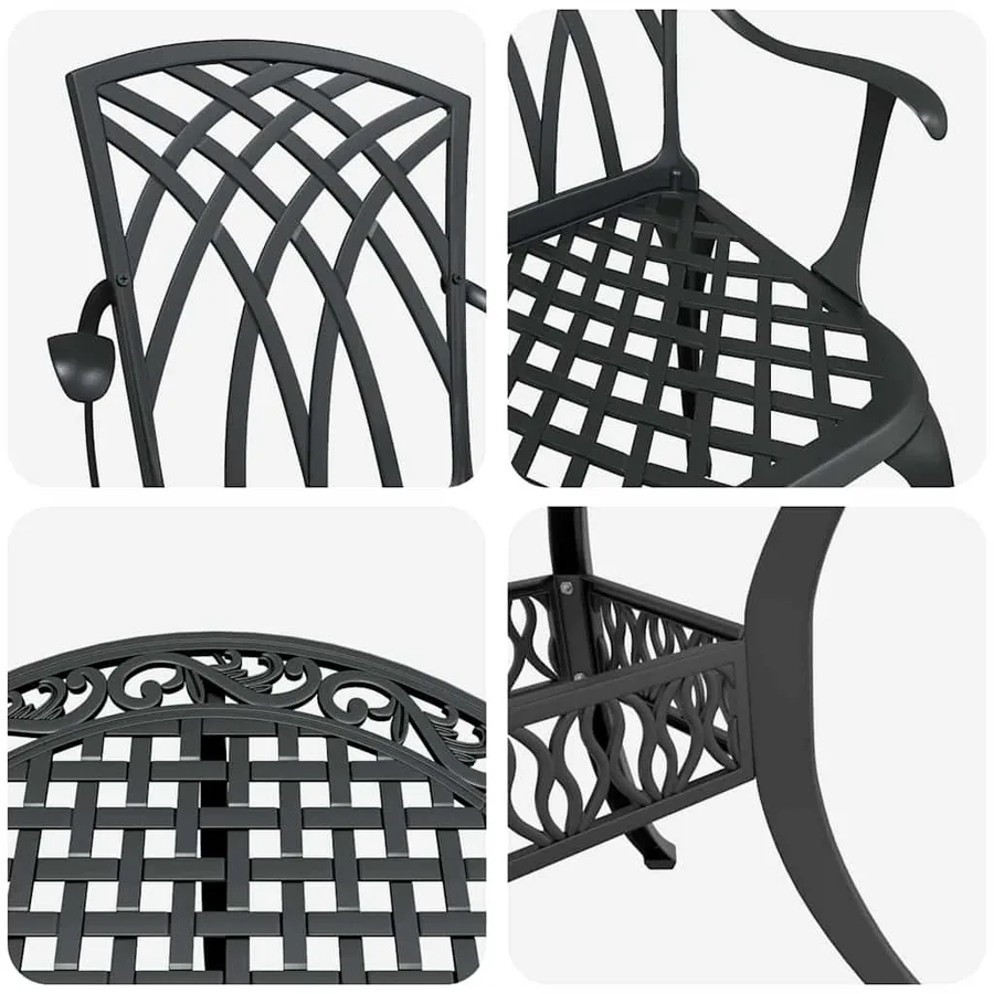 Ensemble de salle à manger pour jardin 7 pcs Noir Aluminium - 11