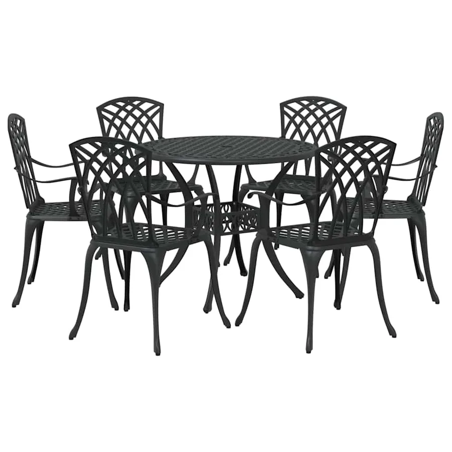 Ensemble de salle à manger pour jardin 7 pcs Noir Aluminium - 2