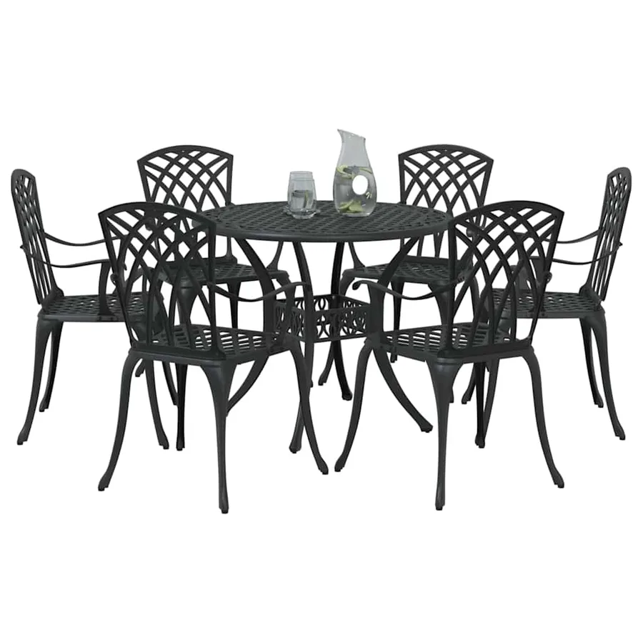 Ensemble de salle à manger pour jardin 7 pcs Noir Aluminium - 3
