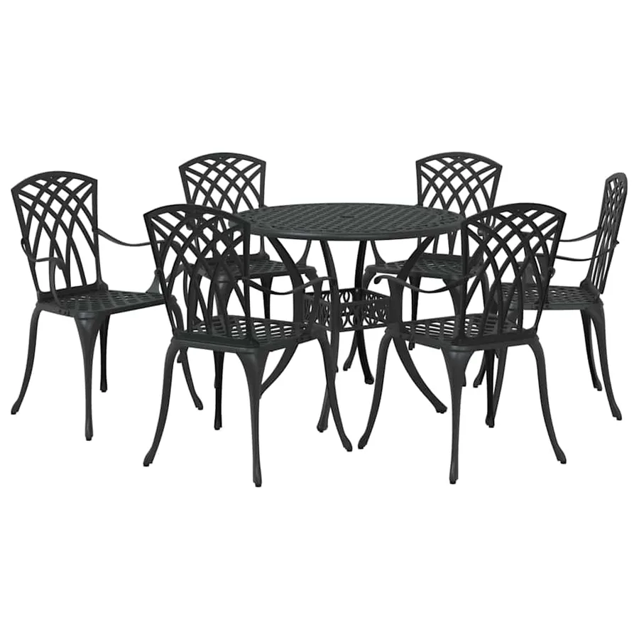 Ensemble de salle à manger pour jardin 7 pcs Noir Aluminium - 7