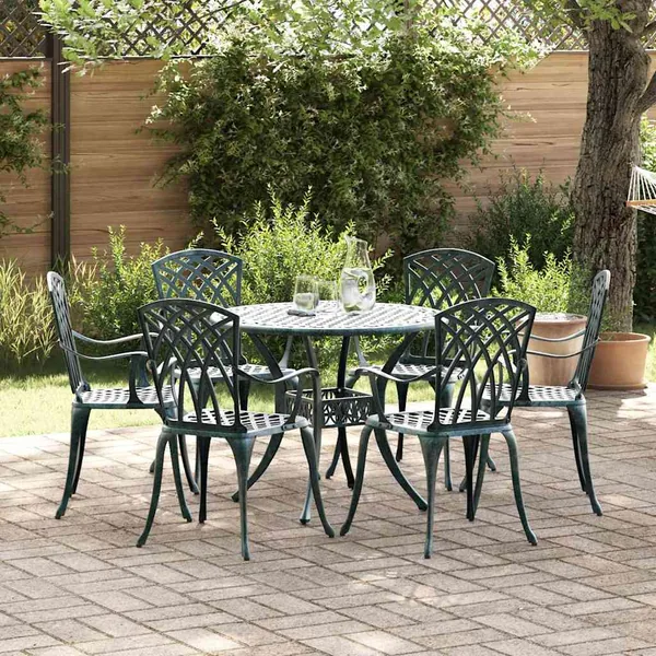 Ensemble de salle à manger pour jardin 7 pcs Vert Aluminium