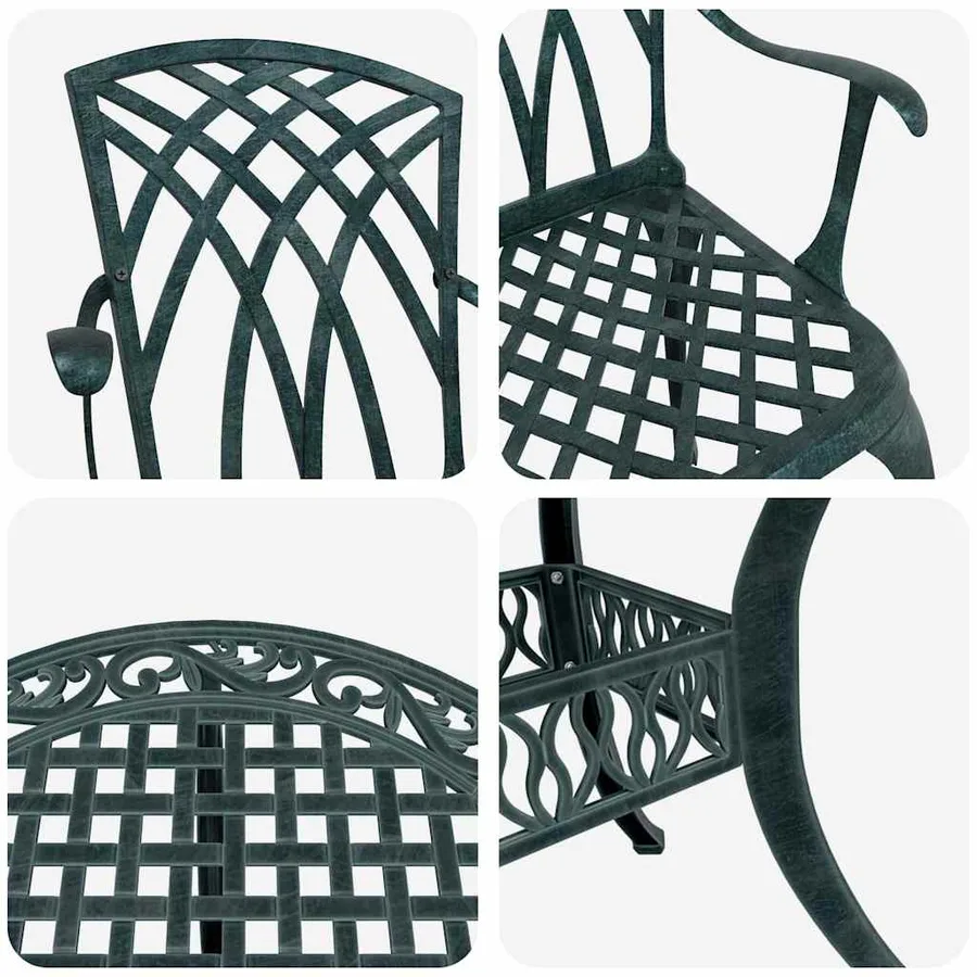 Ensemble de salle à manger pour jardin 7 pcs Vert Aluminium - 11