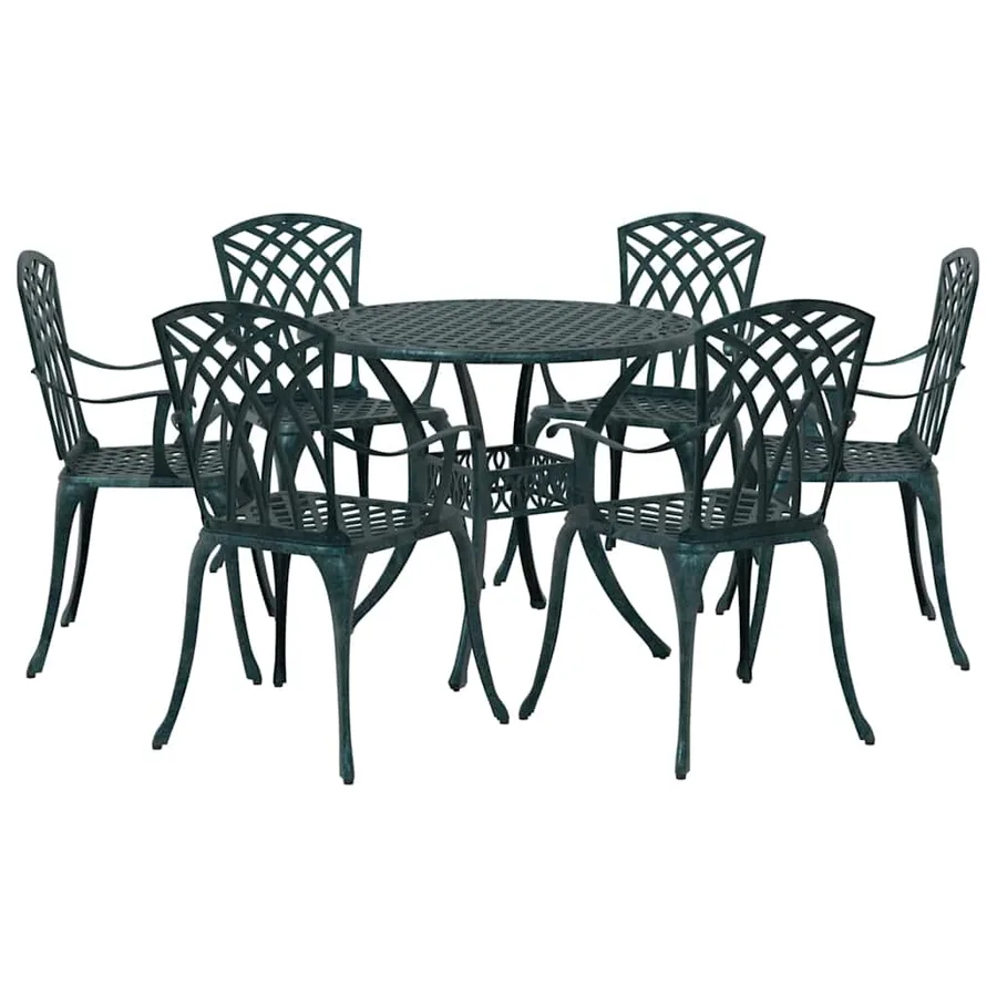 Ensemble de salle à manger pour jardin 7 pcs Vert Aluminium - 2