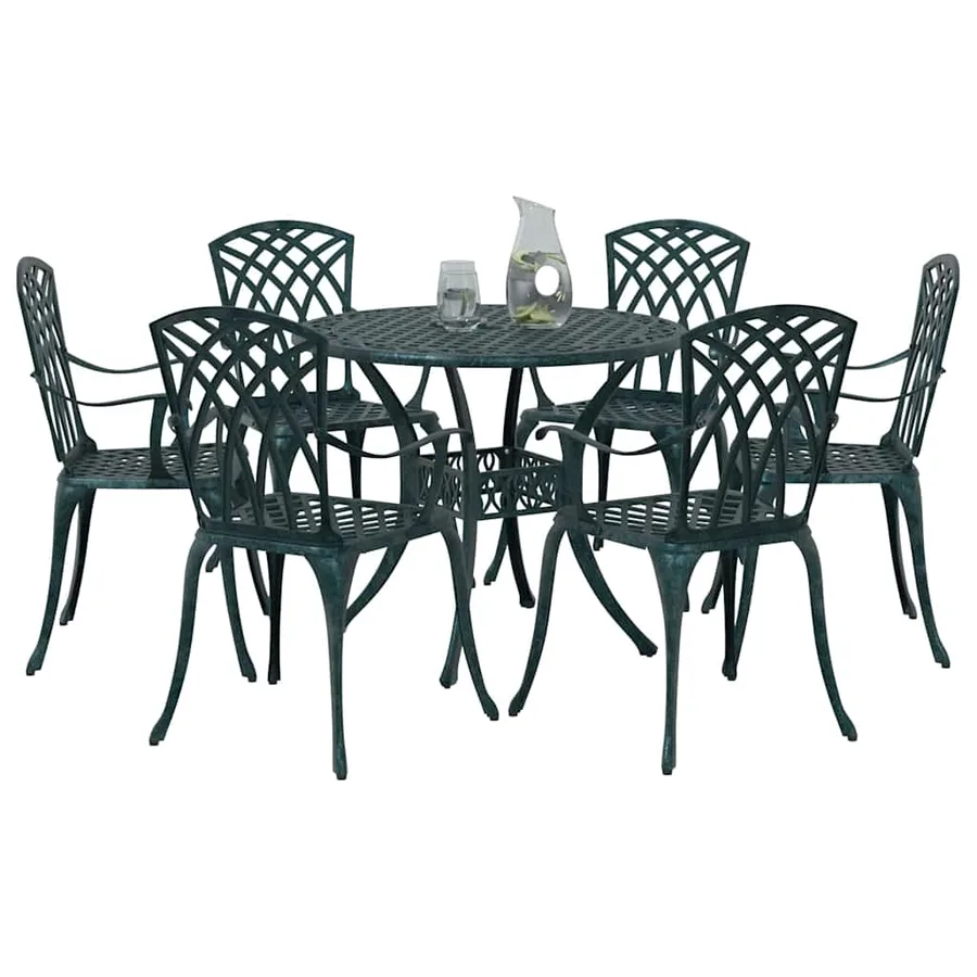 Ensemble de salle à manger pour jardin 7 pcs Vert Aluminium - 3
