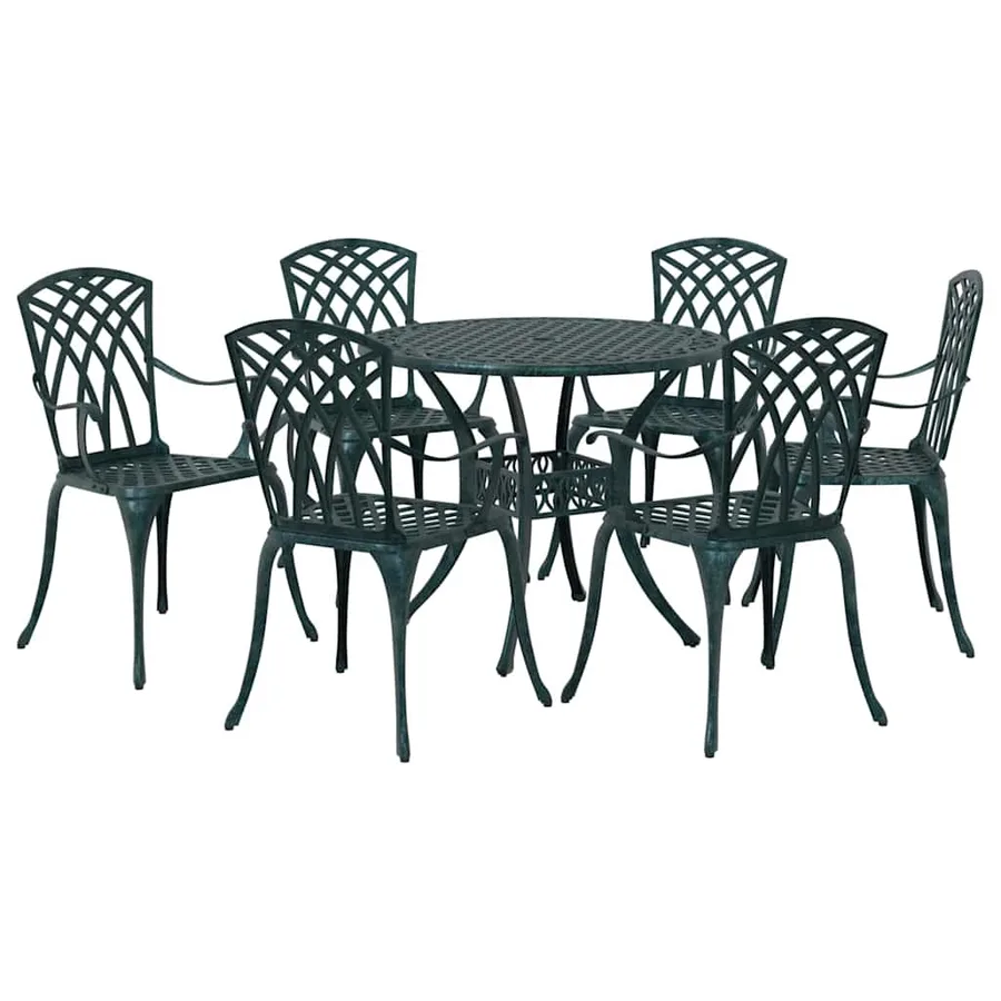 Ensemble de salle à manger pour jardin 7 pcs Vert Aluminium - 7