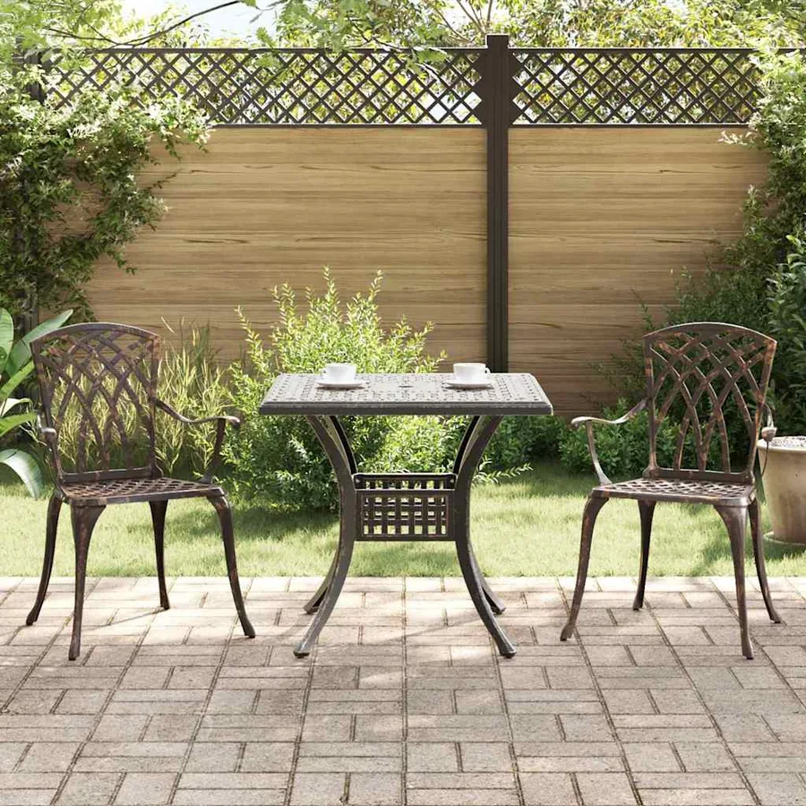 Ensemble de tables de jardin 3 pcs Bronze Aluminium coulé