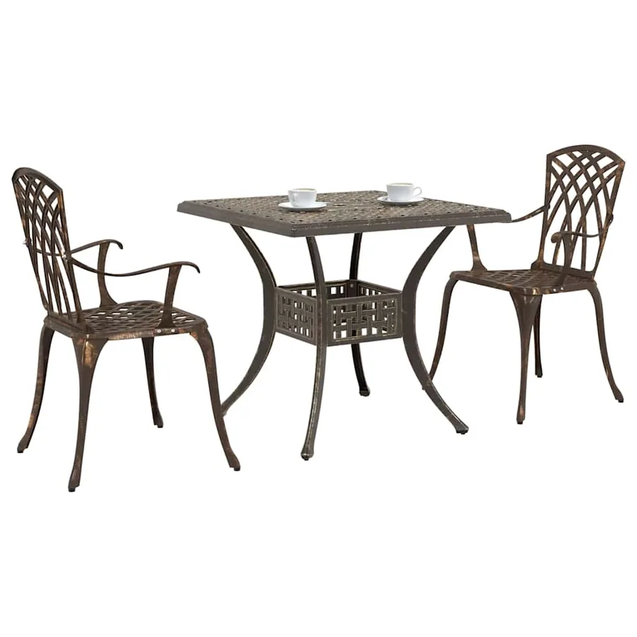Ensemble de tables de jardin 3 pcs Bronze Aluminium coulé - 3