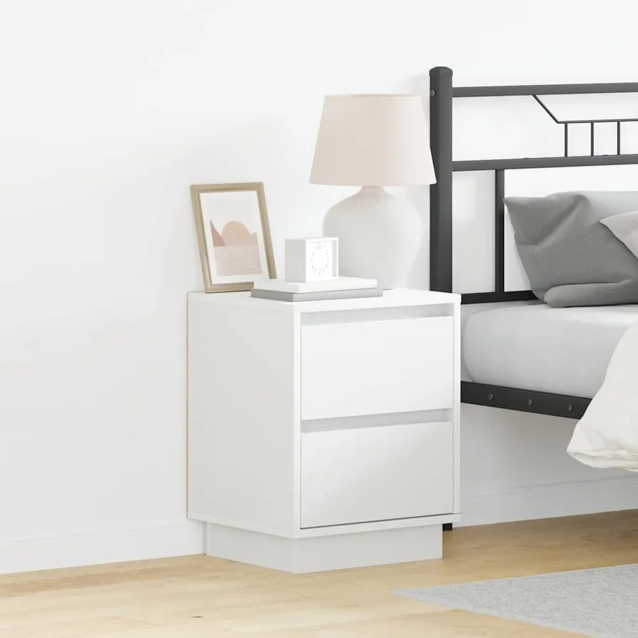 Cabinet de chevet avec tiroir 2 pcs Blanc 39 x 34,5 x 50 cm