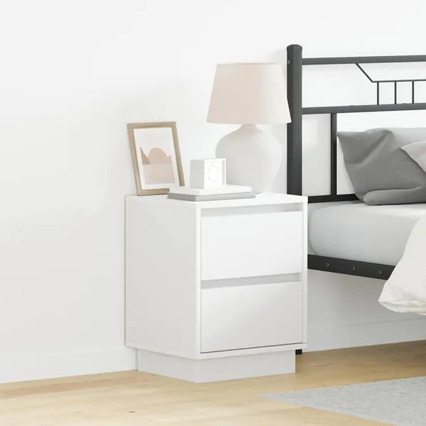 Cabinet de chevet avec tiroir 2 pcs Blanc 39 x 34,5 x 50 cm