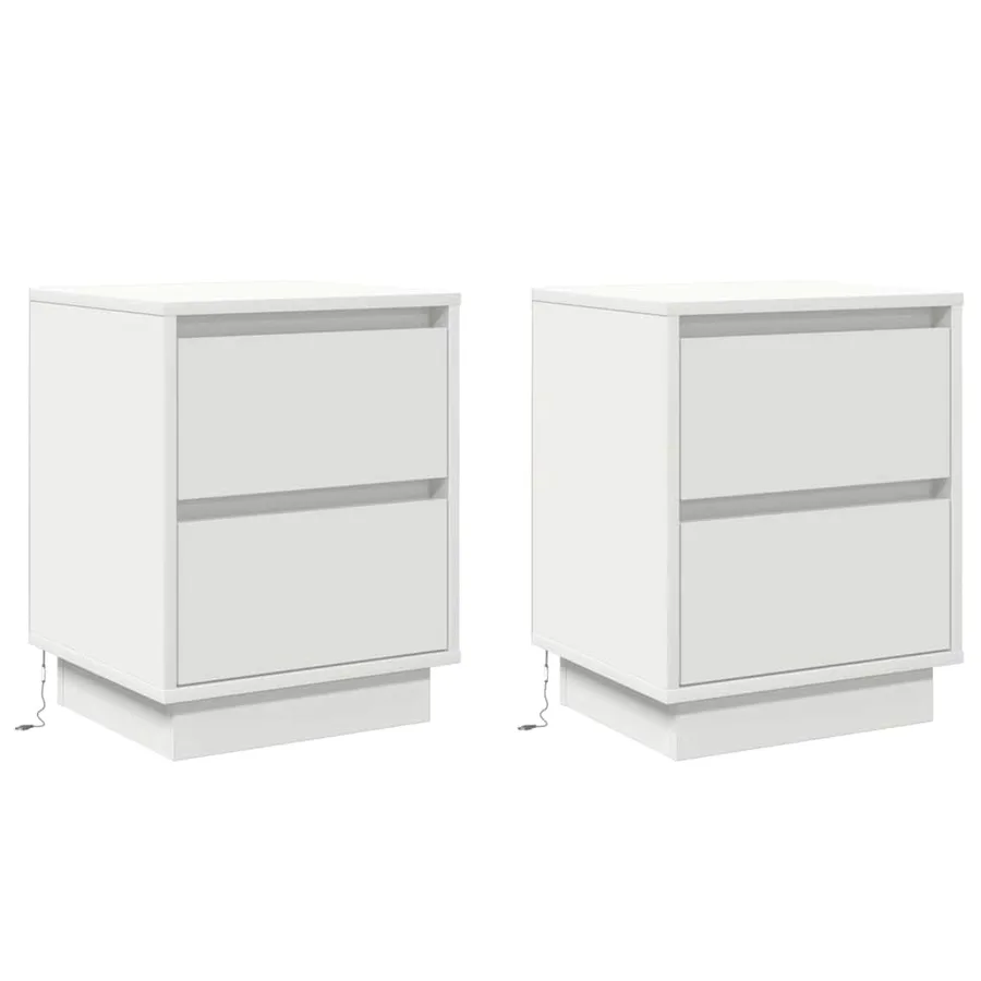 Cabinet de chevet avec tiroir 2 pcs Blanc 39 x 34,5 x 50 cm - 2