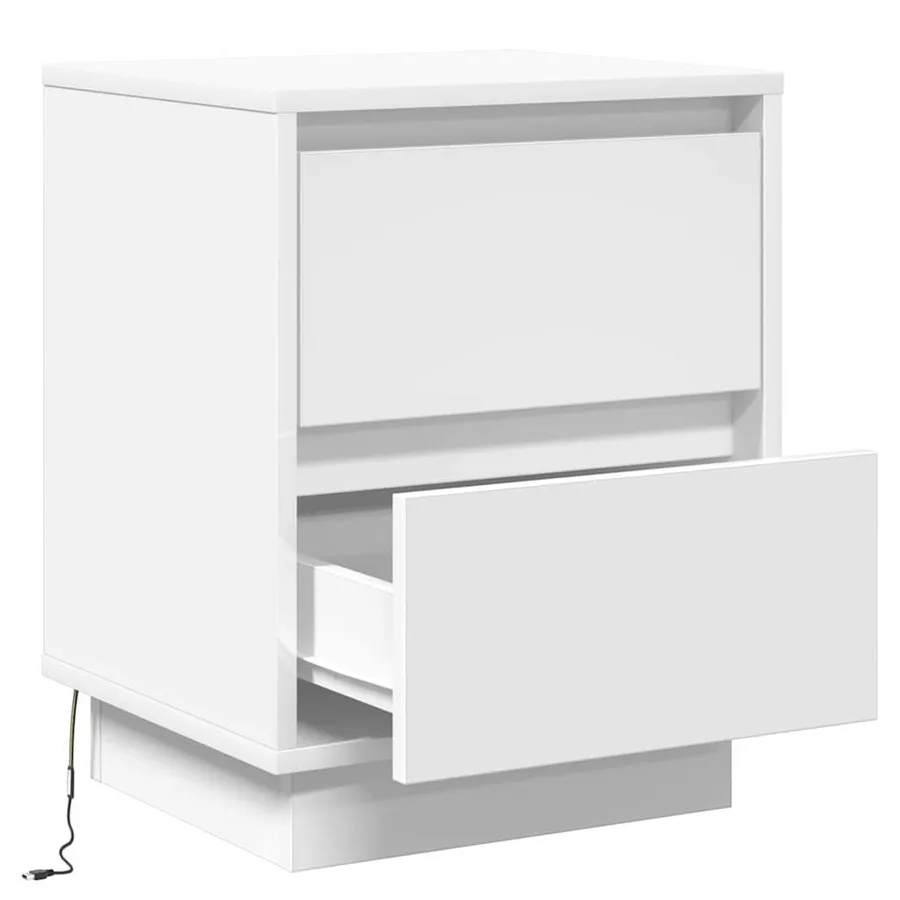 Cabinet de chevet avec tiroir 2 pcs Blanc 39 x 34,5 x 50 cm - 7