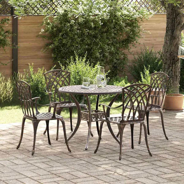 Ensemble de salle à manger pour jardin 5 pcs Bronze Aluminium