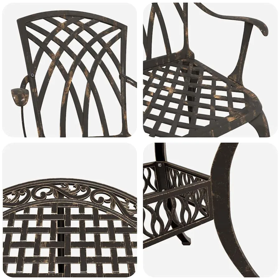 Ensemble de salle à manger pour jardin 5 pcs Bronze Aluminium - 11