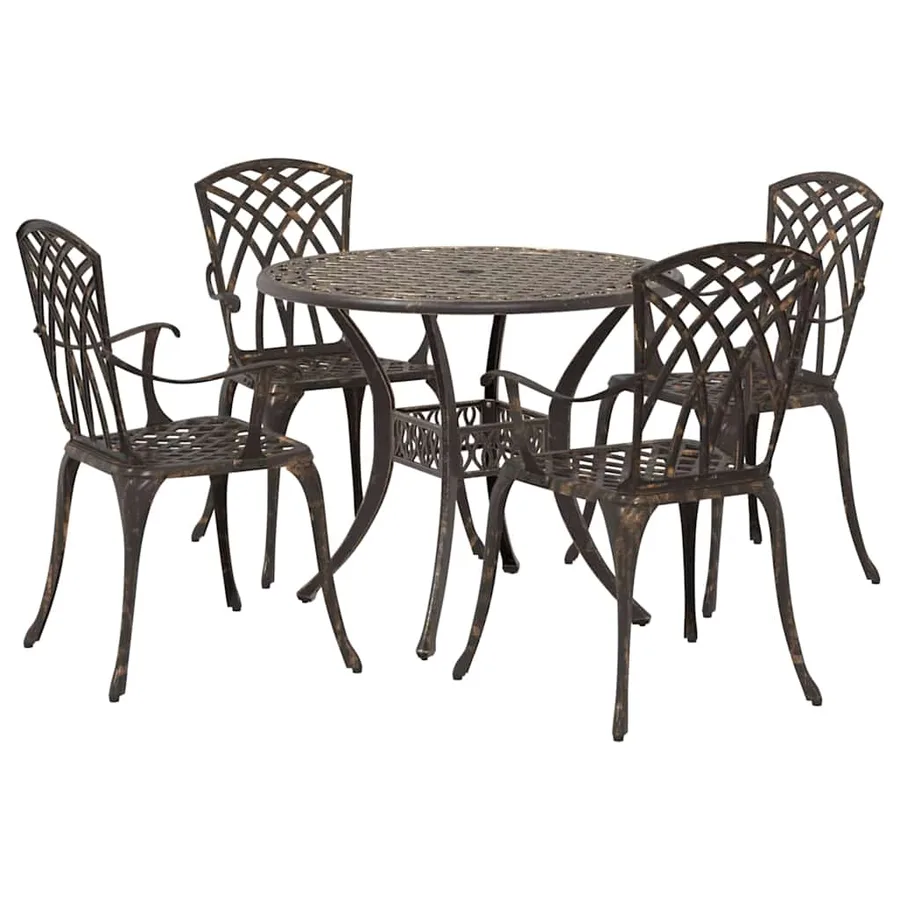 Ensemble de salle à manger pour jardin 5 pcs Bronze Aluminium - 2