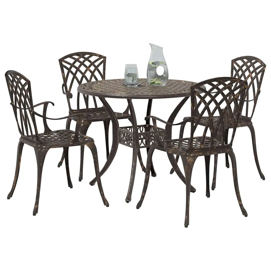 Ensemble de salle à manger pour jardin 5 pcs Bronze Aluminium - 3