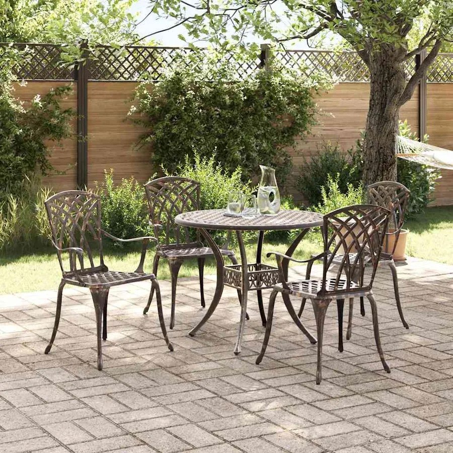 Ensemble de salle à manger pour jardin 5 pcs Bronze Aluminium - 4