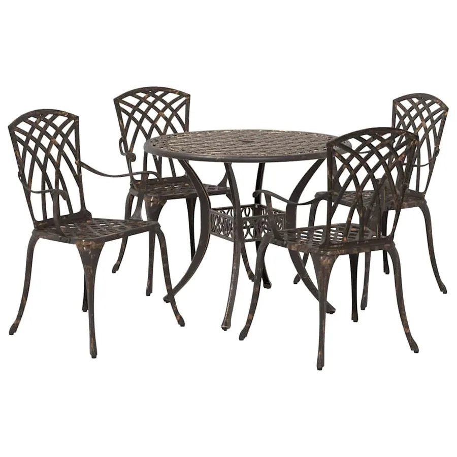 Ensemble de salle à manger pour jardin 5 pcs Bronze Aluminium - 7
