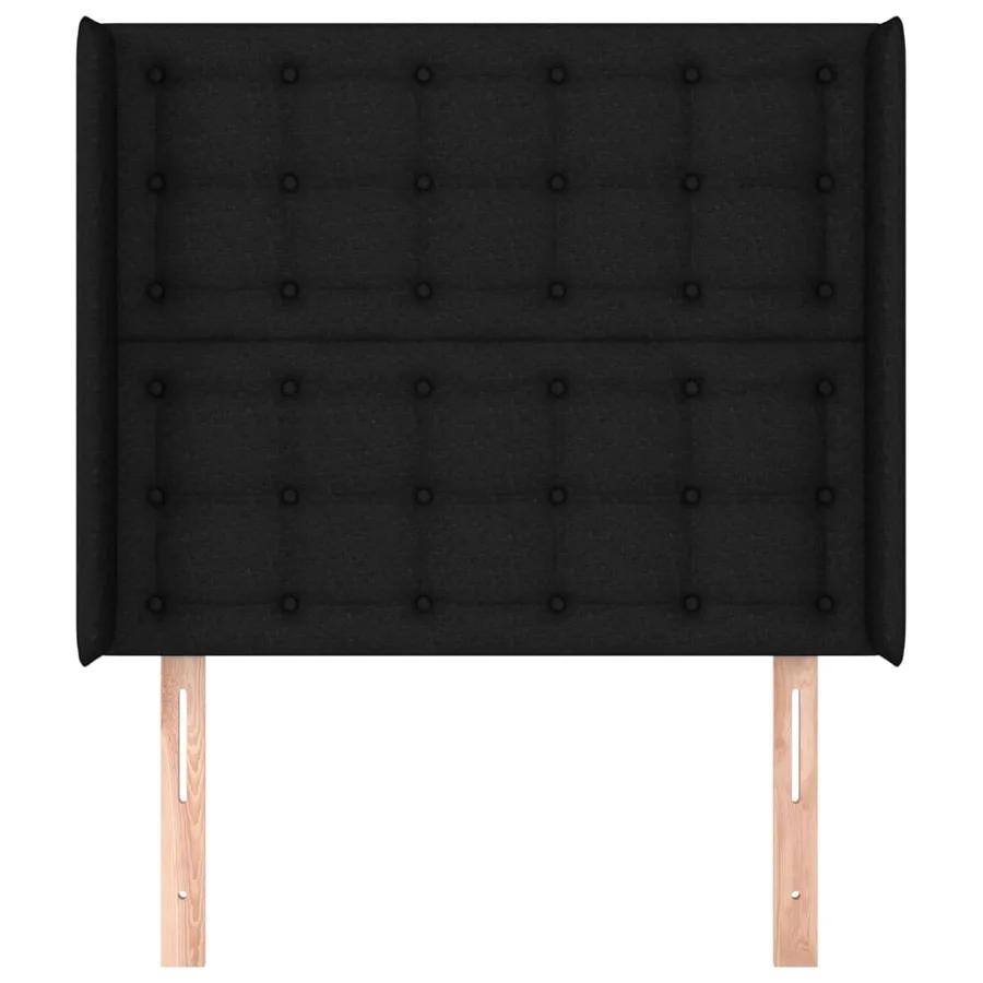 Tête de lit avec oreilles Noir 83x16x118/128 cm Tissu - 3