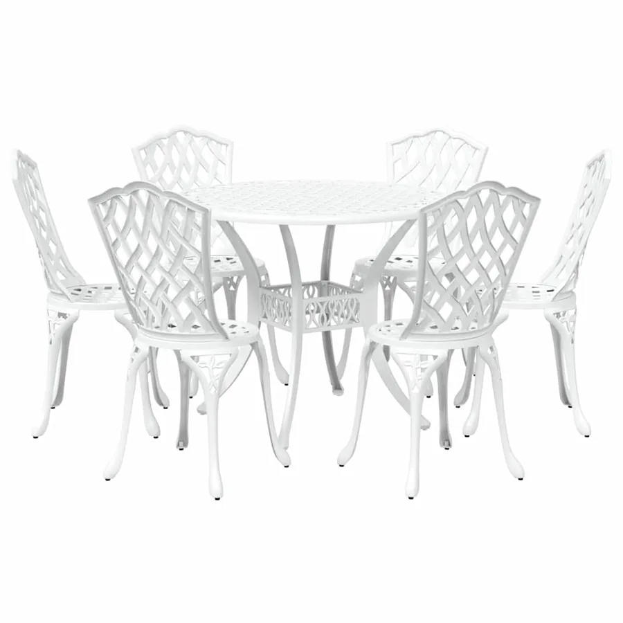 Ensemble de salle à manger pour jardin 7 pcs Blanc Aluminium - 2