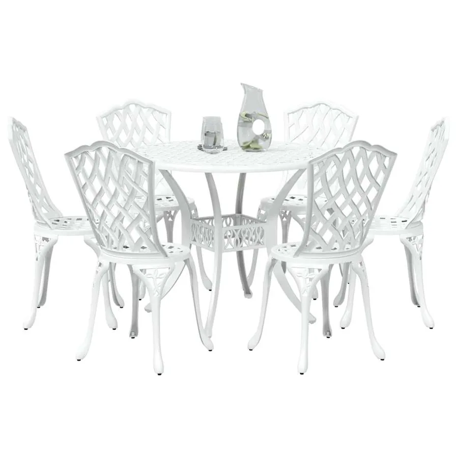 Ensemble de salle à manger pour jardin 7 pcs Blanc Aluminium - 3