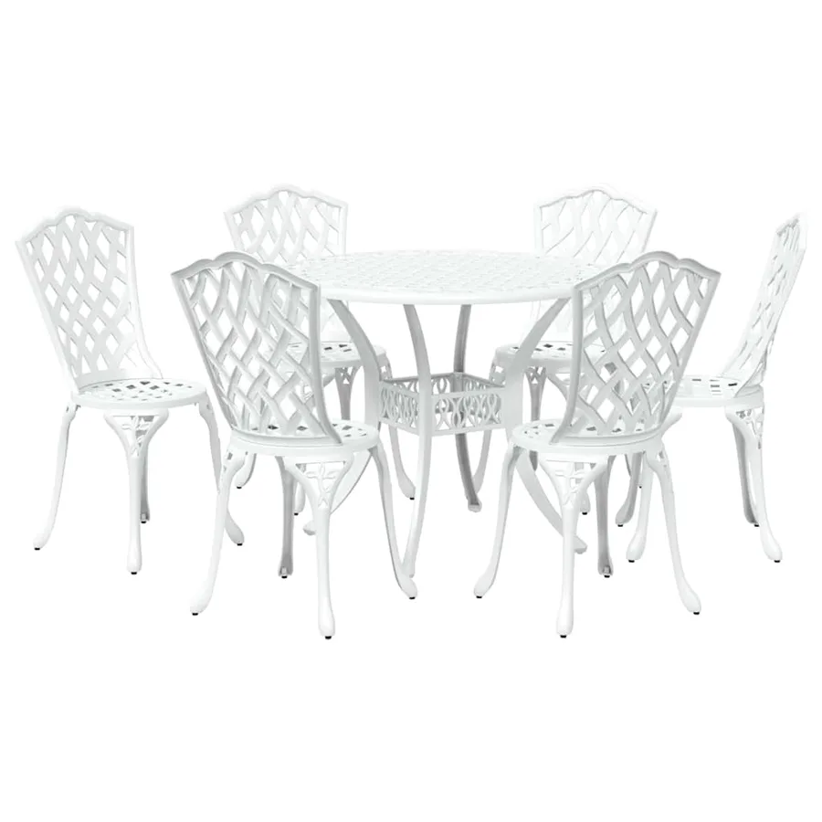 Ensemble de salle à manger pour jardin 7 pcs Blanc Aluminium - 7