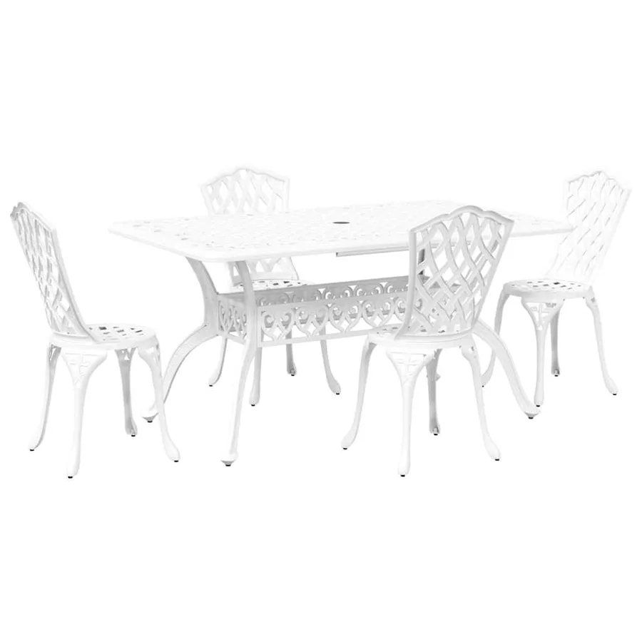 Ensemble de salle à manger pour jardin 5 pcs Blanc Aluminium - 2