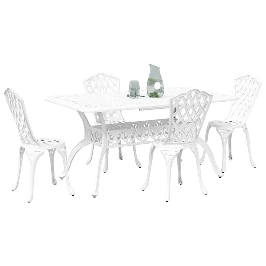 Ensemble de salle à manger pour jardin 5 pcs Blanc Aluminium - 3