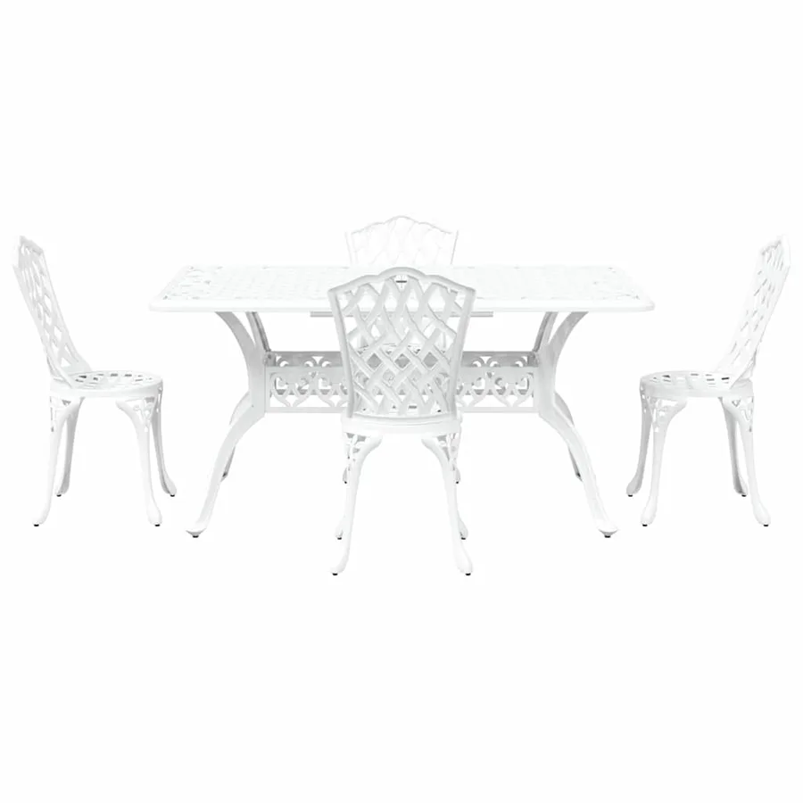 Ensemble de salle à manger pour jardin 5 pcs Blanc Aluminium - 7