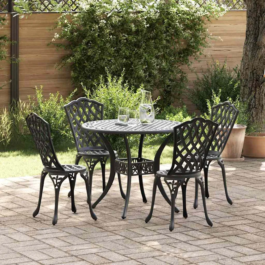 Ensemble de salle à manger pour jardin 5 pcs Noir Aluminium