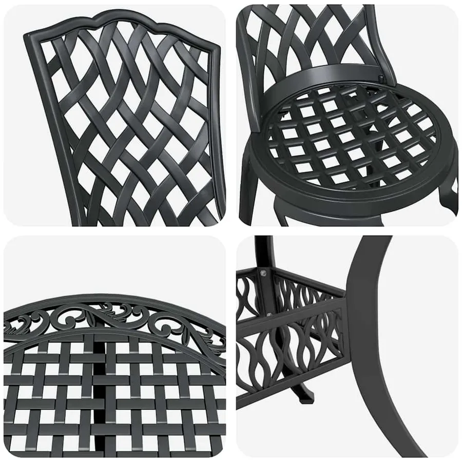 Ensemble de salle à manger pour jardin 5 pcs Noir Aluminium - 11