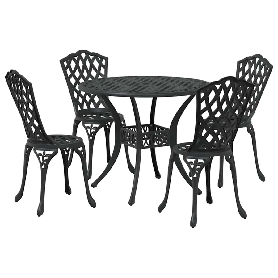 Ensemble de salle à manger pour jardin 5 pcs Noir Aluminium - 2
