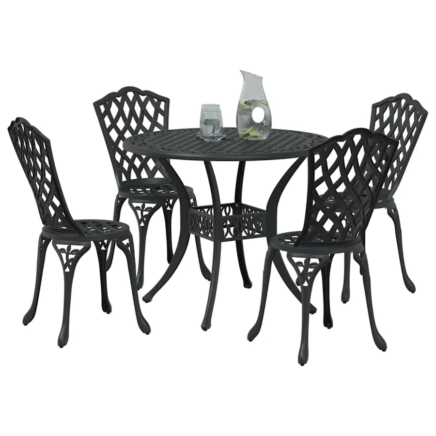 Ensemble de salle à manger pour jardin 5 pcs Noir Aluminium - 3