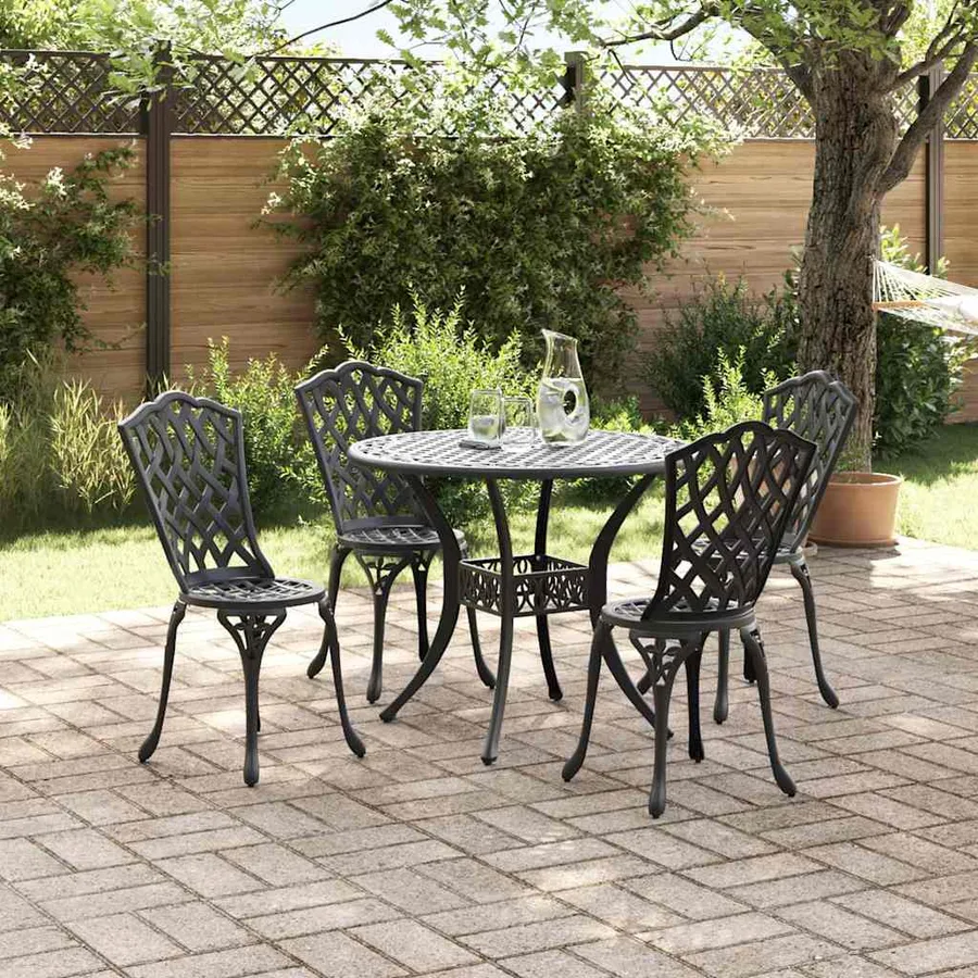 Ensemble de salle à manger pour jardin 5 pcs Noir Aluminium - 4