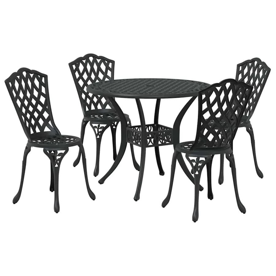 Ensemble de salle à manger pour jardin 5 pcs Noir Aluminium - 7