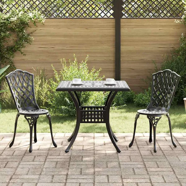 Ensemble de tables de jardin 3 pcs Noir Aluminium coulé