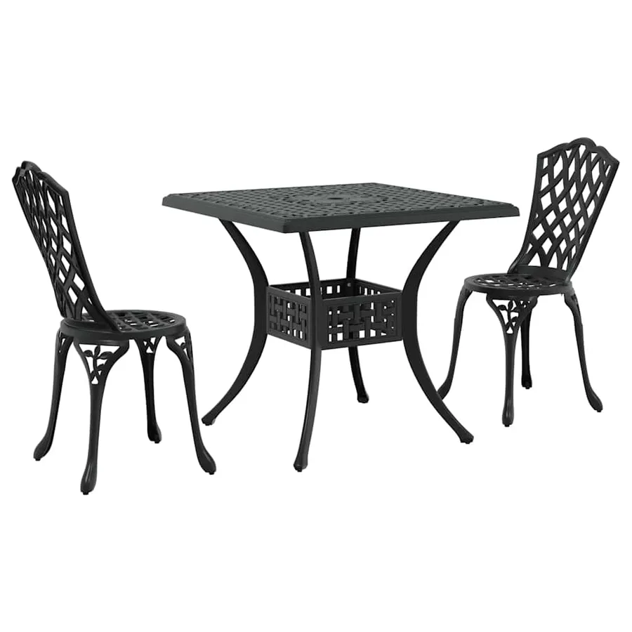 Ensemble de tables de jardin 3 pcs Noir Aluminium coulé - 2
