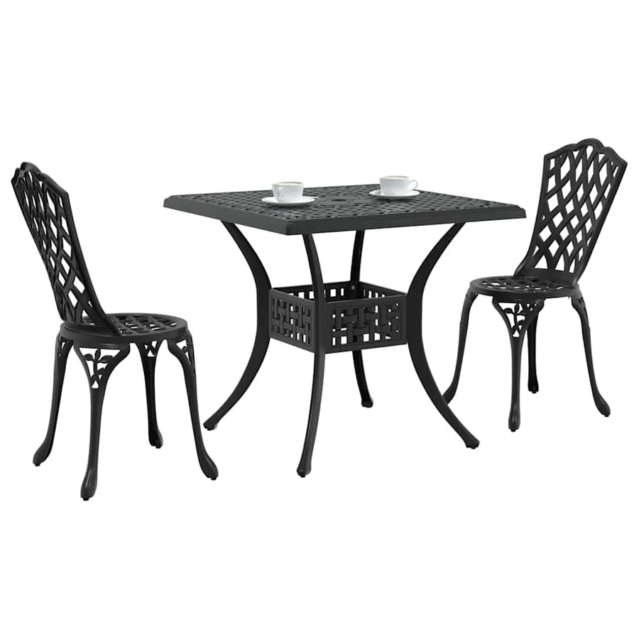 Ensemble de tables de jardin 3 pcs Noir Aluminium coulé - 3