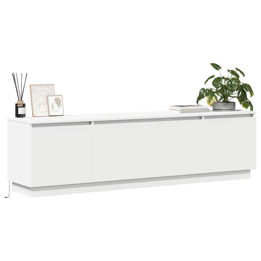 Meuble TV avec LED Blanc 180 x 38 x 49 cm Bois d'ingénierie - 3