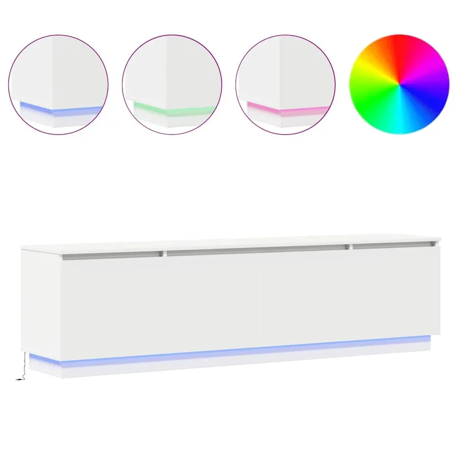 Meuble TV avec LED Blanc 180 x 38 x 49 cm Bois d'ingénierie - 4