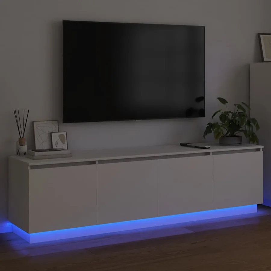 Meuble TV avec LED Blanc 180 x 38 x 49 cm Bois d'ingénierie - 5