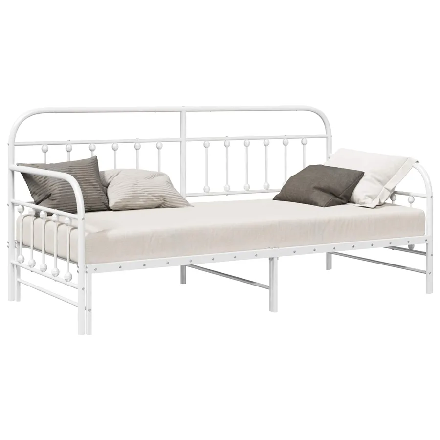 Cadre de lit de jour Blanc 90 x 200 cm Acier enduit de poudre - 2