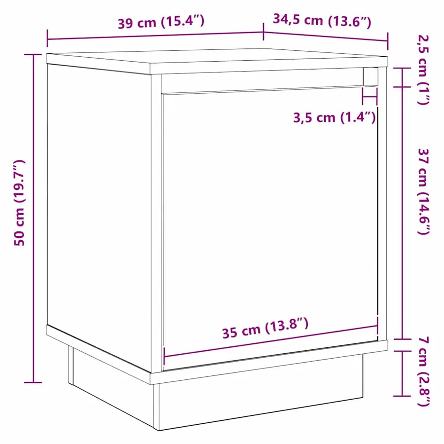 Cabinet de chevet 2 pcs Blanc 39 x 34,5 x 50 cm - 16