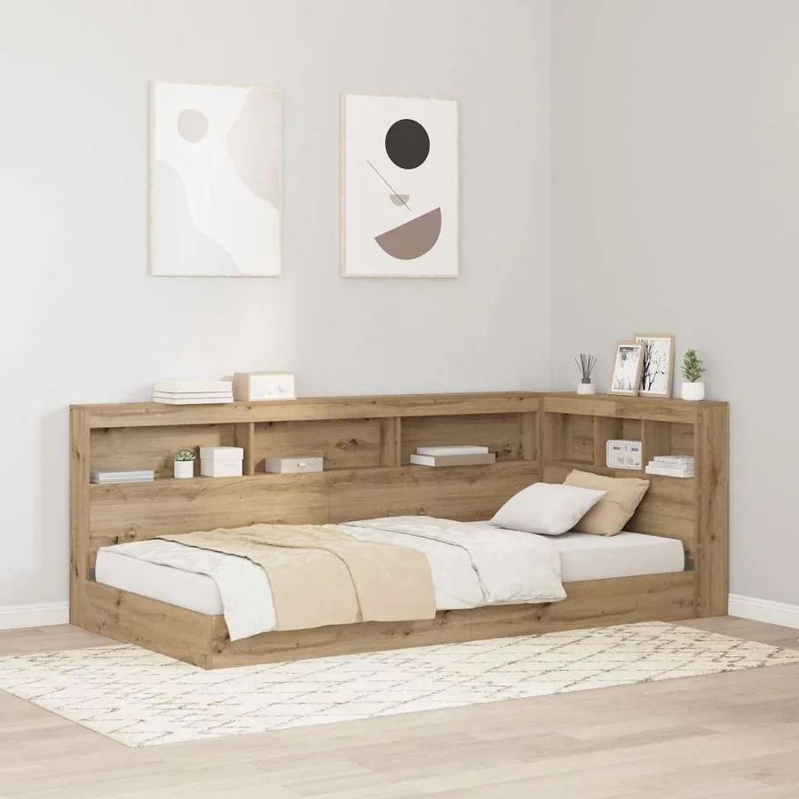 Tête de lit de rangement Chêne artisanal Bois d'ingénierie