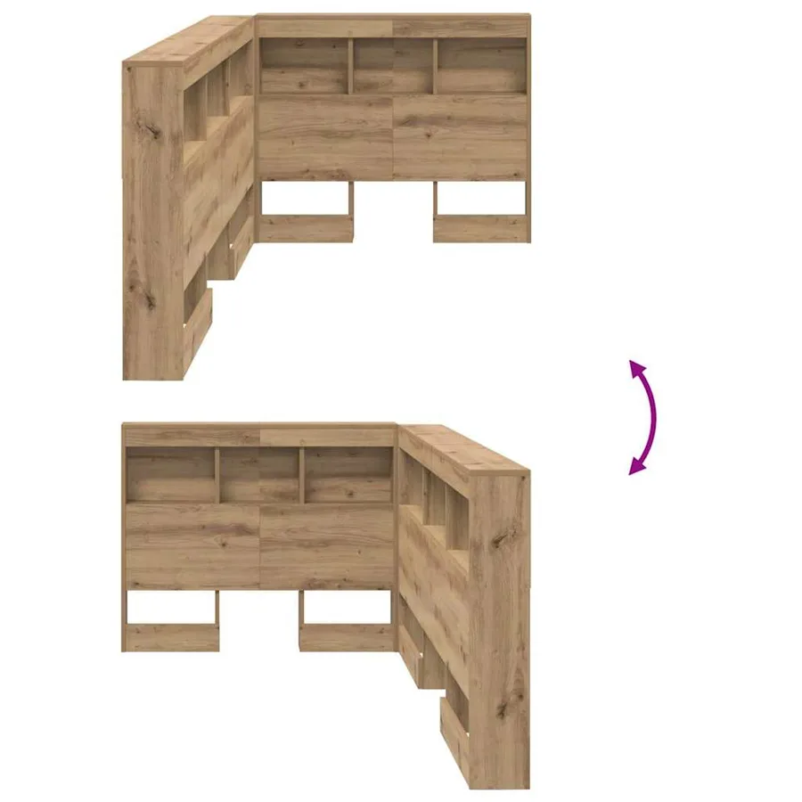 Tête de lit de rangement Chêne artisanal Bois d'ingénierie - 10
