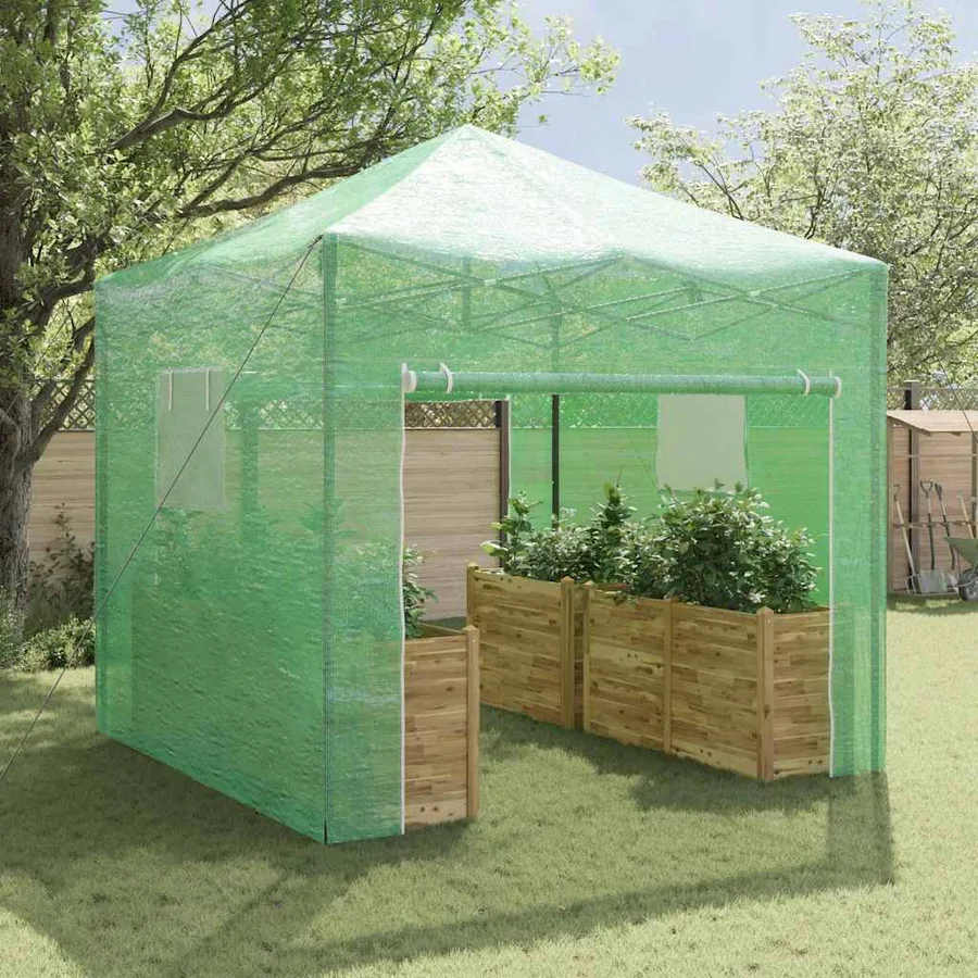 Serre avec cadre pop-up avec toit Vert 290 x 290 x 315 cm Fer - 3