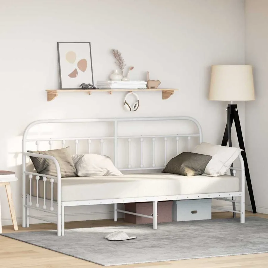 Cadre de lit de jour Blanc 80 x 200 cm Acier enduit de poudre